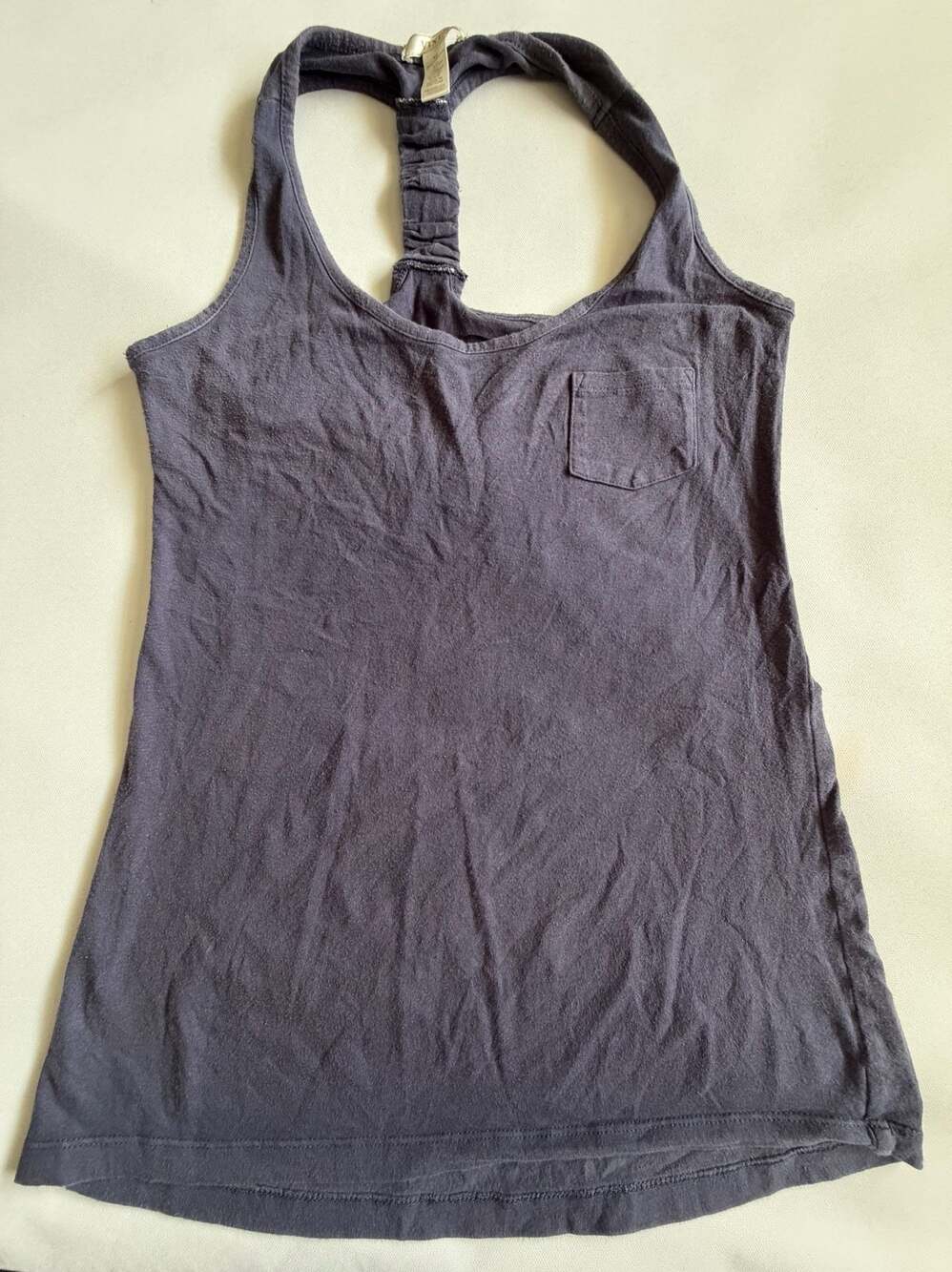 Vixen Racerback Tank Top Size M Gray Braided Back Pocket Tank Y2K 2000s
